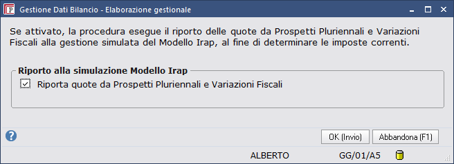 gestite le variazioni fiscali proposte dalla procedura e se necessario createne delle nuove gestite il modello simulato Irap per calcolare