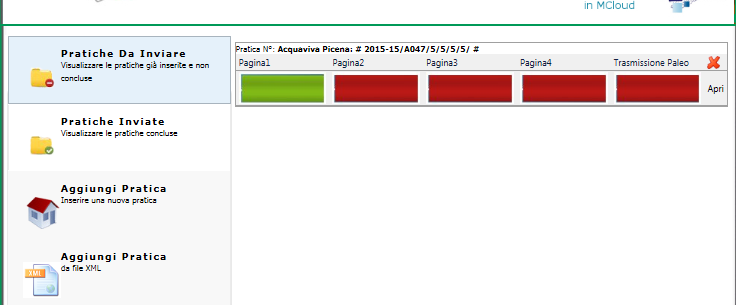 Aggiungi pratica da file XML Anziché inserire manualmente una pratica, è possibile inserire direttamente il tracciato XML che genera il Software utilizzato per la redazione dell APE.