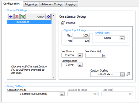Figura 7.6: Configurazione DAQ Assistant formula node appena creato.