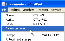 Premere il pulsante Salva presente sulla Barra degli strumenti