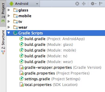Android: Struttura del progetto Organizzazione del progetto e struttura dei file Android Studio propone diverse view come accade per Eclipse ognuna delle quali ci permette di visualizzare un