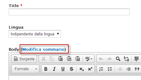 - In questo modo si avranno due aree testuali diverse, una per il sommario ed una per il corpo del