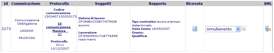 Gestione Accanto ad ogni comunicazione è presente un semaforo che indica lo stato di analisi della comunicazione. In particolare: Rosso: il file.zip contiene delle comunicazioni rifiutate dal sistema.