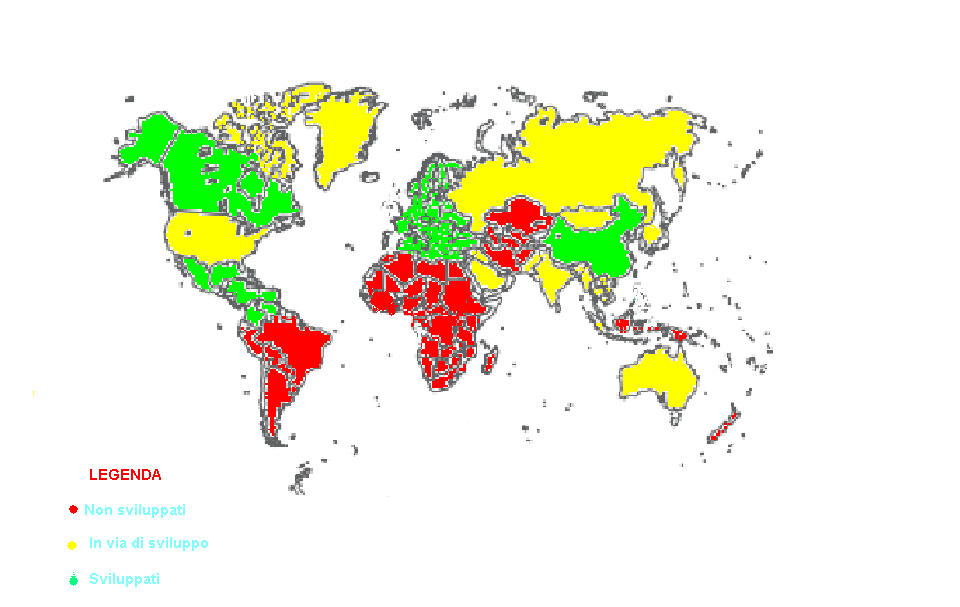 GLI SQUILIBRI TRA NORD E SUD Cartina rappresentante il livello di sviluppo dei vari paesi del mondo Cartina rappresentante il livello di sviluppo umano nei vari paesi del mondo DEFINIZIONE DI