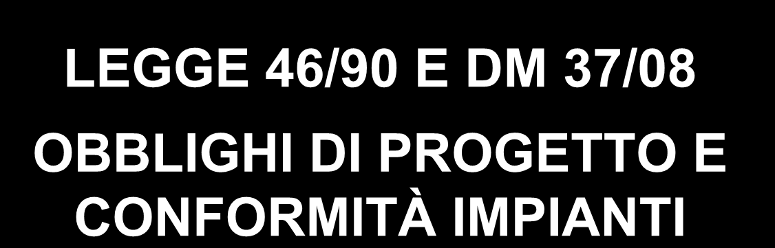 LEGGE 46/90 E DM 37/08 OBBLIGHI DI PROGETTO E