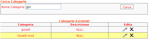 automatico si andrà a popolare una tabella nella quale si vedono i dati salienti dei prodotti trovati.