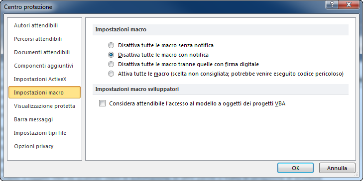 IT Security 10 dispnibili altre pzini: una più restrittiva e due più permissive.