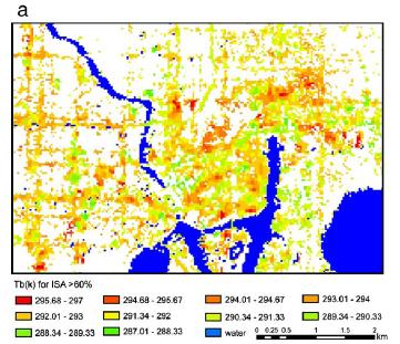 Applicazioni pratiche di Telerilevamento Termico 0,99 K nel 1995 e 1,81 K nel 2002), suggerendo che in queste zone, fortemente eterogenee, vi siano numerose e differenti strutture edilizie costruite