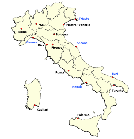 Trieste Milano Mestre-Venezia Torino Bologna Genova Firenze Pisa Ancona