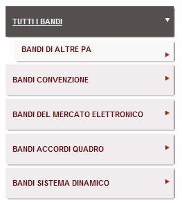 la navigazione dei contenuti imprese La navigazione per le Imprese è speculare a quella delle P.A., ma viene privilegiato l accesso ai bandi.