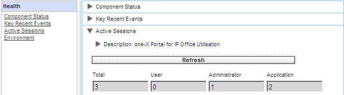 Amministrazione: Stato di integrità ` 2.3.3 Eventi chiave recenti È possibile usare il menu Eventi chiave recenti per visualizzare gli ultimi 20 eventi registrati da one-x Portal for IP Office.