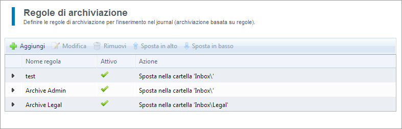 2. Selezionare le cassette postali di journaling da eliminare e fare clic su. IMPORTANTE L eliminazione di una cassetta postale di journaling in GFI Archiver è una procedura irreversibile.