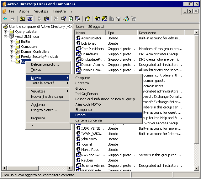 2.4.1 Creazione di una cassetta postale di journaling in Microsoft Exchange Server 2003 La configurazione di una cassetta postale di journaling Microsoft Exchange Server da utilizzare all interno di