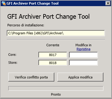 a. Nel computer di GFI Archiver, aprire un prompt dei comandi e accedere alla cartella...\gfi\archiver\mais\bin b. Eseguire il seguente comando: movebix.