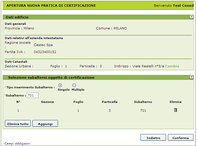 Figura 5.9 Inserimento subalterno singolo 5.1.4.