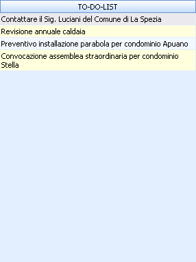 46 NOVA Condominio To-Do-List Nel caso ci fossero uno o più record del registro inseriti dall'utente corrente e non ancora esaminati, nella parte inferiore della to-do-list comparirà un messaggio,