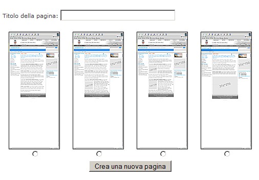 In seguito al clic sul bottone Crea una nuova pagina, si passa alla maschera che permette di: copiare testo precedentemente copiato negli Appunti richiamare un editor visuale ekit inserire e caricare
