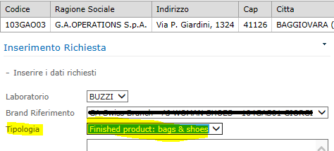 Per acquisire il numero di spedizione, occorre utilizzare la scelta Servizi Spedizione Campioni del portale. Nella pagina vengono elencate tutte le richieste in attesa che non risultato spedite.