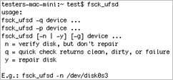 19 È possibile eseguire queste operazioni anche dalla riga di comando: Avviare la riga di comando: Applicazioni > Utility > Terminale; Digitare fsck_ufsd per consultare la guida.