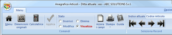 BARRA DELLE TOOLBAR: GUIDA Nella barra delle toolbar delle procedure di Picam è