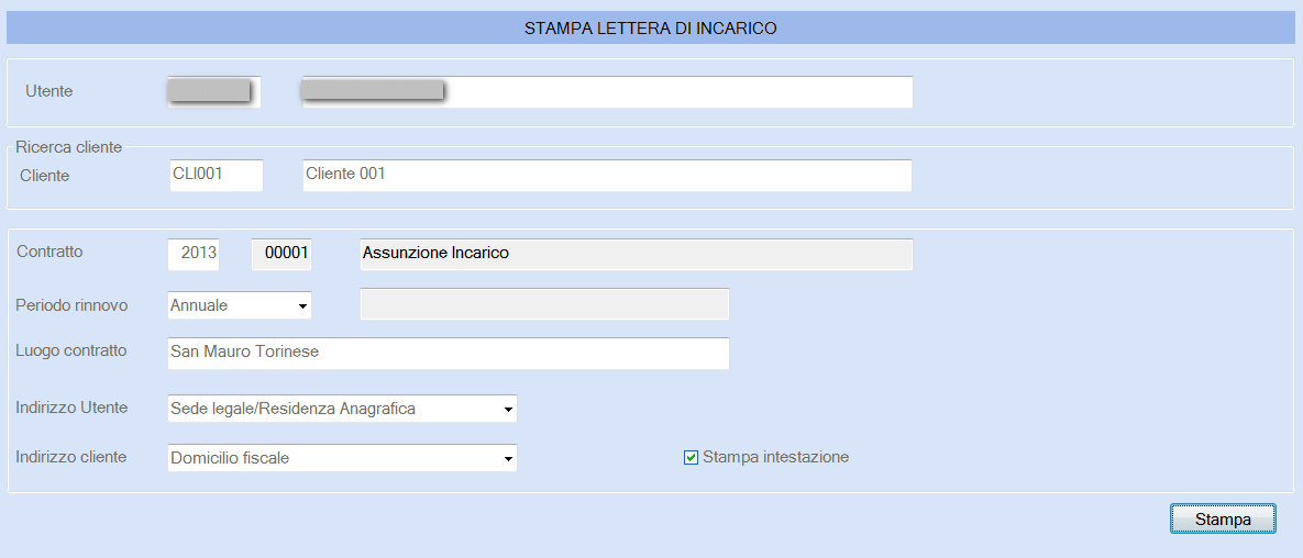 Nel caso di esportazione dei dati verso Excel sono precompilati, senza possibilità di variazione, i campi evidenziati successivamente: Stampa lettera di accettazione Incarico STUDIO 02.