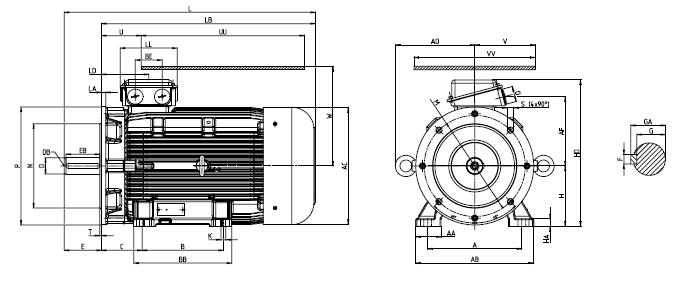 DIMENSIONI DIMENSIONS SRCa160M4 SRCa160L4 SRCa180M4 SRCa180L4 SRCa200L4 SRCa225S4 SRCa225M4 Carcassa in ghisa / Cast iron Frame 1500 rpm IM2011 (V15) DIMENSIONI DI INGOMBRO - OVERALL DIMENSIONS