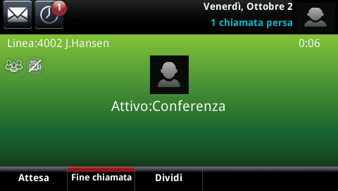 Funzionalità telefoniche di base (8) Come effettuare una teleconferenza tra 3 persone Inizia una teleconferenza tra 3 persone direttamente dal tuo telefono. 1. Chiama la prima persona 2.