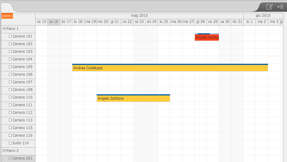 Selezione periodo Servizi Hotel ADVANCED Calendario prenotazioni Elenco