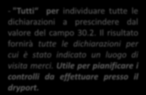 2 il codice luogo indicato nella maschera di ricerca. Esempio: tutte le dichiarazioni di un particolare operatore AEO.