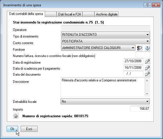 Manuale di PIGC e Rent Manager condominio, i dati relativi all importo pagato.