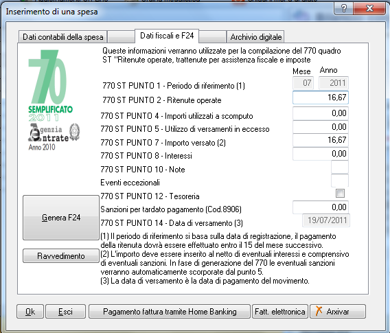 L importo del credito utilizzato dovrà essere indicato anche nelle ritenute sulle quali è stato detratto.