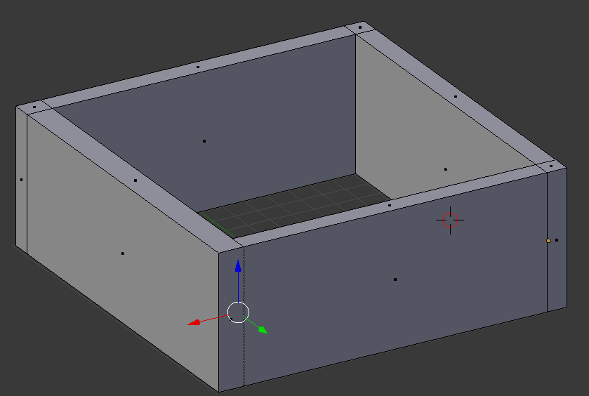 Non possiamo estrudere tutta la parete, quindi con Ctrl+R (Circuito di taglio) suddividiamo la parete come