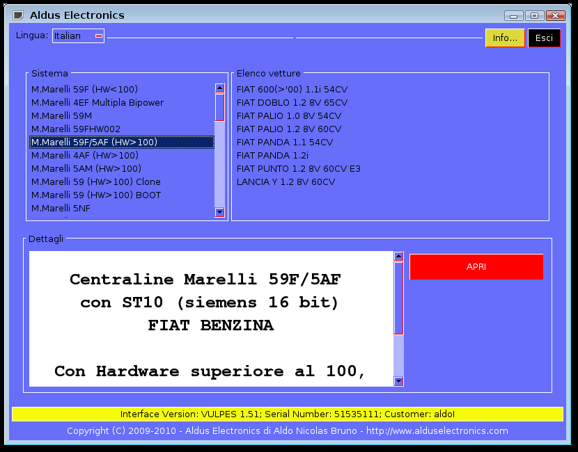 Capitolo 5 Utilizzo del software 5.1 Schermata principale Figura 5.1: Schermata principale Una volta avviato, il software si presenta come in Figura 5.1. 5.1.1 Selezione lingua In alto a sinistra c'è un menù a tendina dove si può scegliere la lingua dell'interfaccia graca.