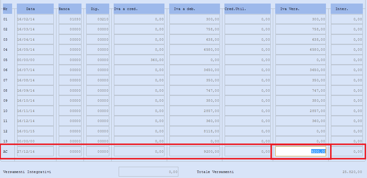 Ditte presenti in Contabilità: 28. Dichiarazione IVA 04. Controllo IVA/Allegati 04. Gestioni Particolari 01. Gestione Versamenti 11.12.13 01. Elaborazioni Giornaliere 01.