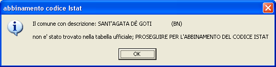 Indicare anche in questo caso il codice permanenza e la provincia; invio- f6 Nel caso siano presenti comuni non tabellati nel programma IVA nella tabella dei codici ISTAT, il programma chiede il