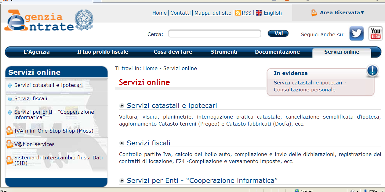 Dove trovo i servizi fiscali on line?