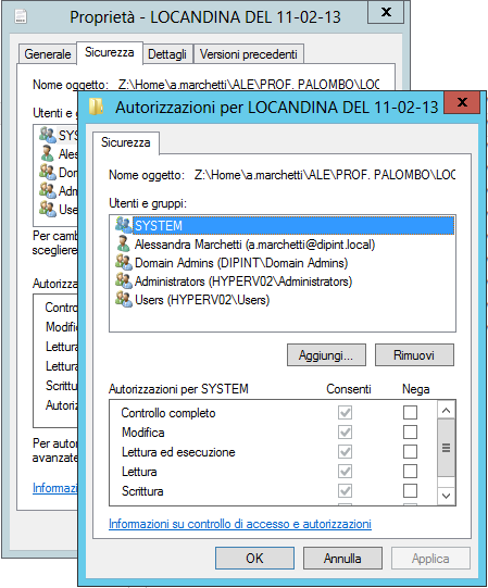 Active Directory Diritti di accesso Elenco degli utenti e