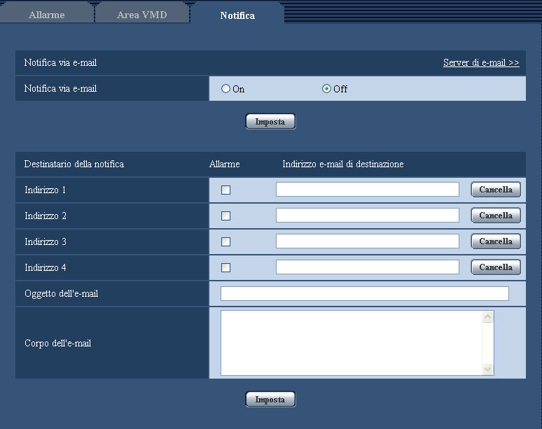 10 Configurazione delle impostazioni dell allarme [Allarme] Quando l Area di rivelazione non può essere regolata correttamente spostando il cursore di scorrimento, regolare la Sensibilità di