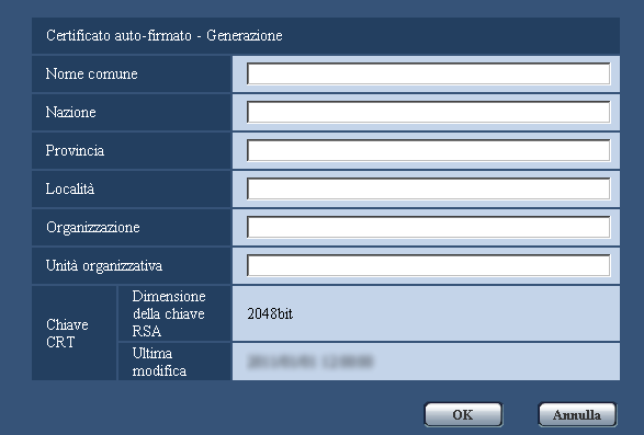 13 Configurazione delle impostazioni di rete [Rete] si clicca il pulsante [Applica] sul riquadro di dialogo Chiave CRT precedente, è possibile sostituire la chiave CRT attuale con quella precedente.