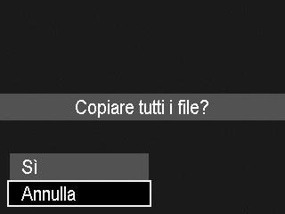 Per copiare le immagini selezionate: 1. Selezionare Seleziona immagini nel sottomenu Copia. 2. Usare i tasti o per scorrere e selezionare le immagini da copiare. 3.