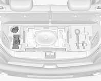 Cura del veicolo 189 Il kit di riparazione dei pneumatici si trova nella cassetta porta attrezzi sotto alla copertura del pianale nel vano di carico.