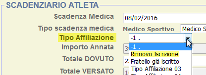 Inserire nel riquadro verde la quota che di norma deve essere assegnata per l iscrizione alla squadra dell annata 2006 (euro 360, in questo esempio).