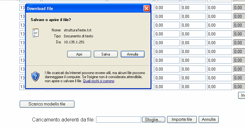 1.1 Importazione della distinta attraverso la funzione Scarica modello file Cliccare