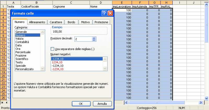 importo Azienda e importo TFR (eventualmente, è possibile ordinare il file per Cognome Nome e Codice fiscale e incollare i dati da un altro