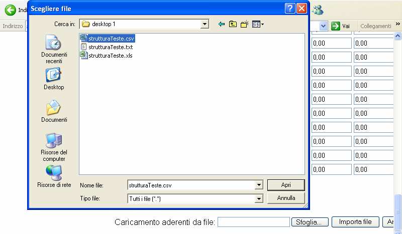 NOTA BENE: a seconda del sistema operativo utilizzato dal p.c. (Machintos, MS DOS) è necessario scegliere l opportuno tipo file nel formato CSV.