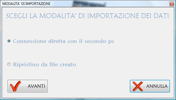 PROCEDURE DI IMPORT/EXPORT Tramite questa funzione è possibile effettuare il backup dei dati ed il ripristino.