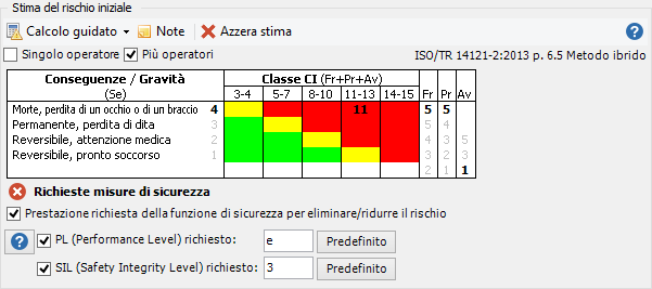 Funzioni base 155 La modifica delle stime del rischio iniziali e residue avviene all'interno della scheda "Stima del rischio" della finestra di proprietà della valutazione del requisito.