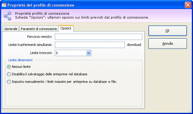 244 CEM4 Nome o IP del server (obbligatorio): nome del server remoto adibito alla funzione di File Sharing o IP corrispondente. Porta: eventuale porta di ascolto configurata sul server remoto.