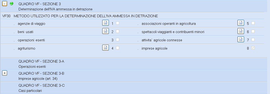 Rigo Raggruppamento IVA Codice IVA tasto funzione Importazione S. Marino attivo sul campo Dt. Documento.