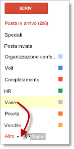 Se hai molte etichette, sposta il cursore in qualsiasi punto su di esse per espandere automaticamente l'elenco. Dopo aver sfogliato le etichette, allontana il cursore per contrarre l'elenco.